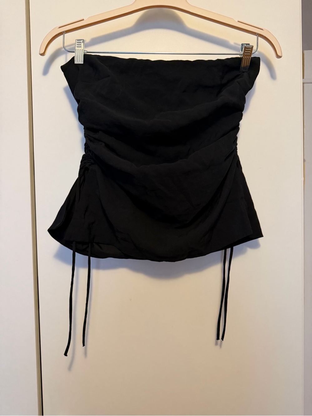 Zara Black Ruched tube top with Drawstrings